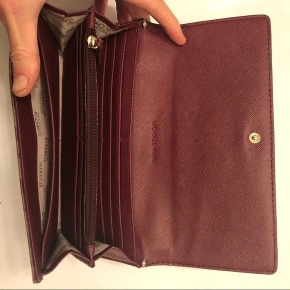 Michael kors burgundy red wallet logo